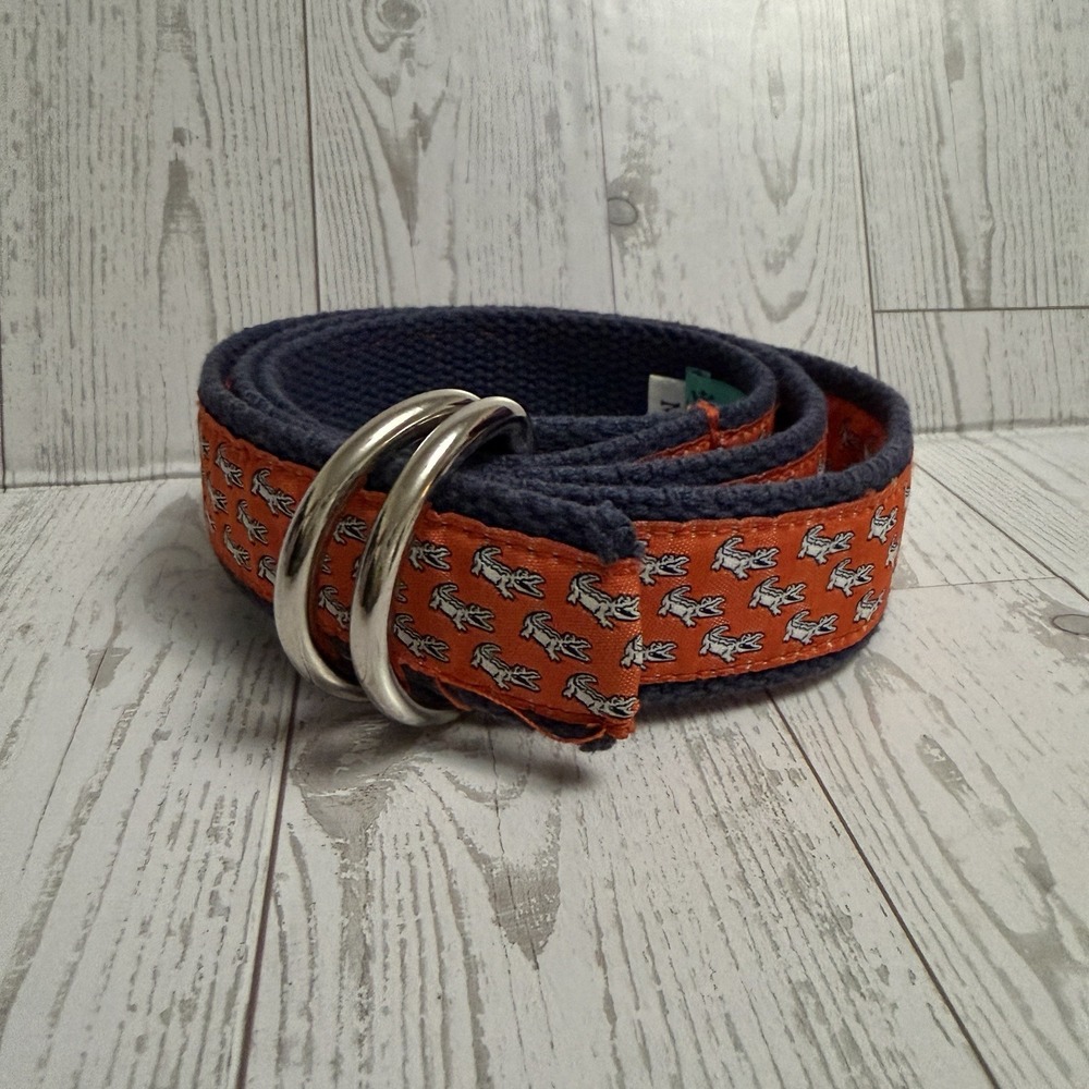 Nola Couture New Orleans Ribbon Belt Orange Alligators Graphic Size Medium 39.5"
